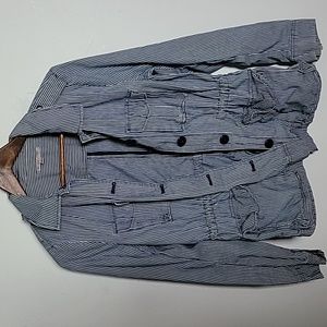 Women's Gap size medium blue and white striped utility jacket